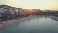 Cannes, Aerial view over the croisette at sunrise