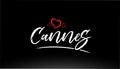 cannes city hand written text with red heart logo Royalty Free Stock Photo