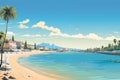 Cannes city scenery, France, a famous tourist destination with beautiful beaches. On the Mediterranean. Generative AI Illustration