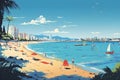 cannes city scenery, France, a famous tourist destination with beautiful beaches. On the Mediterranean. Generative AI Illustration