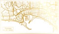 Cannes France City Map in Retro Style in Golden Color. Outline Map