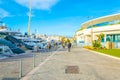 CANNES, FRANCE, DECEMBER 30, 2017: People are strolling through port in Cannes, France Royalty Free Stock Photo