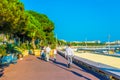 CANNES, FRANCE, JUNE 12, 2017: People are strolling on boulevard de la croisette in cannes, France