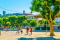 CANNES, FRANCE, JUNE 12, 2017: People are strolling through port in Cannes, France Royalty Free Stock Photo