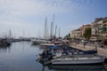 Cannes, France - June 16, 2021 - Quai Saint-Pierre street sunny morning in the Old Port of Cannes