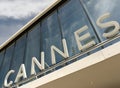 Cannes, France - June 21, 2019: Cannes sign on the main railway station building