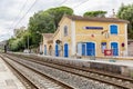 Cannes, France, 10/06/2019: A small station with a train station