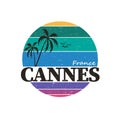 Cannes France Travel Stamp Icon Skyline City Design Tourism