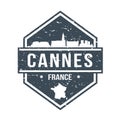 Cannes France Travel Stamp Icon Skyline City Design Tourism Badge Rubber.