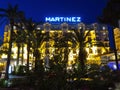 Cannes - Night view of Hotel Martinez Royalty Free Stock Photo