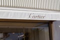 Cartier logo brand and store sign text front of entrance luxury Retail boutique jewellery