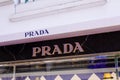 Prada store Italy logo text and sign brand facade Italian luxury fashion house