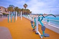 Cannes. Public fitness exercise park by Mediterranean sea in Cannes view Royalty Free Stock Photo