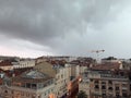 Cannes skyline dark clouds