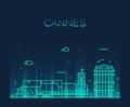 Cannes skyline trendy vector illustration linear