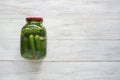 Canning cucumbers. Jar of pickles for the winter Royalty Free Stock Photo