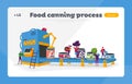 Canning Factory Working Process Landing Page Template. Canned Fruits and Vegetables