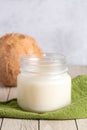 Canning Jar of Solidified Coconut Oil A Healthy Alternative to Vegetable Oils