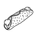 Cannoli Icon. Doodle Hand Drawn or Outline Icon Style