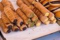 Cannoli italian cake on a shelf