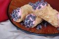 Cannoli with raspberry filling and chocolate chips