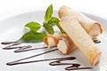 Cannoli. Sicilian pastry desserts.