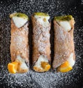 Cannoli siciliani filled by ricotta