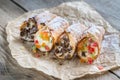 Cannoli stuffed with cream cheese Royalty Free Stock Photo