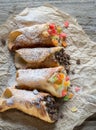 Cannoli stuffed with cream cheese Royalty Free Stock Photo