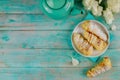 Cannoli sweet dessert with cream on plate