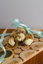 Cannoli sweets with rose decoration