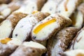 Cannoli, typical Sicilian desserts Royalty Free Stock Photo