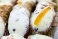 Cannoli, typical Sicilian desserts Royalty Free Stock Photo