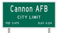 Cannon AFB road sign showing population and elevation