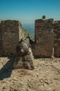 Cannon aiming through crenel in wall at the Marvao Castle Royalty Free Stock Photo