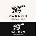 Cannon Artilery logo vintage image design. cannonball military logo concept Royalty Free Stock Photo