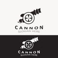 Cannon Artilery logo vintage image design. cannonball military logo concept Royalty Free Stock Photo