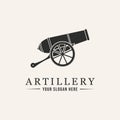 cannon artillery bullet silhouette art logo vector Royalty Free Stock Photo