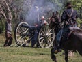 Cannon Battery Under Fire Royalty Free Stock Photo