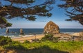 Cannon Beach Landscape, Oregon USA. Cannon Beach with blue sky in the background on a sunny summer day Royalty Free Stock Photo