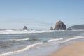 Cannon Beach Oregon with a view of the famous Haystack Rock Royalty Free Stock Photo