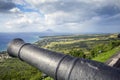 Cannon faces the Caribbean Sea at Brimstone Hill Fortress on Saint Kitts Royalty Free Stock Photo