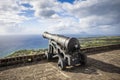 Cannon faces the Caribbean Sea at Brimstone Hill Fortress Royalty Free Stock Photo