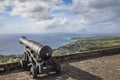 Cannon faces the Caribbean Sea at Brimstone Hill Fortress Royalty Free Stock Photo