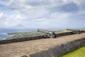 Cannon faces the Caribbean Sea at Brimstone Hill Fortress Royalty Free Stock Photo