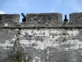 Cannon facing a town from fort wall Royalty Free Stock Photo