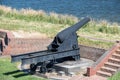 Cannon at fort mchenry baltimore usa flag Royalty Free Stock Photo