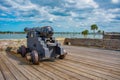 Cannon on gundeck in Castillo de San Marcos Fort at Floridas Historic Coast. Royalty Free Stock Photo