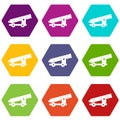 Cannon icon set color hexahedron