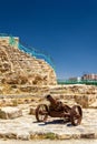Cannon at Kerak Castle, a large crusader fortress Royalty Free Stock Photo